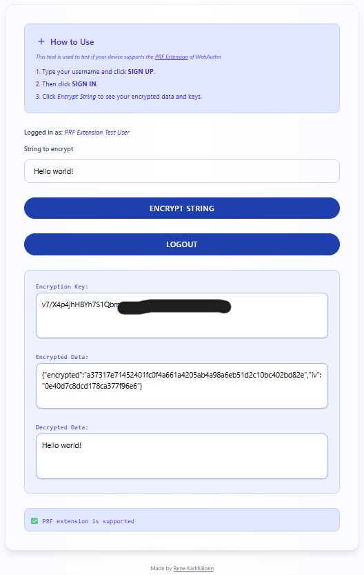 This is what the tool looks like if your device supports the PRF Extension.